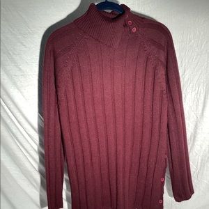 Women’s deep red, maroon, burgundy cow neck, acrylic wool blend sweater